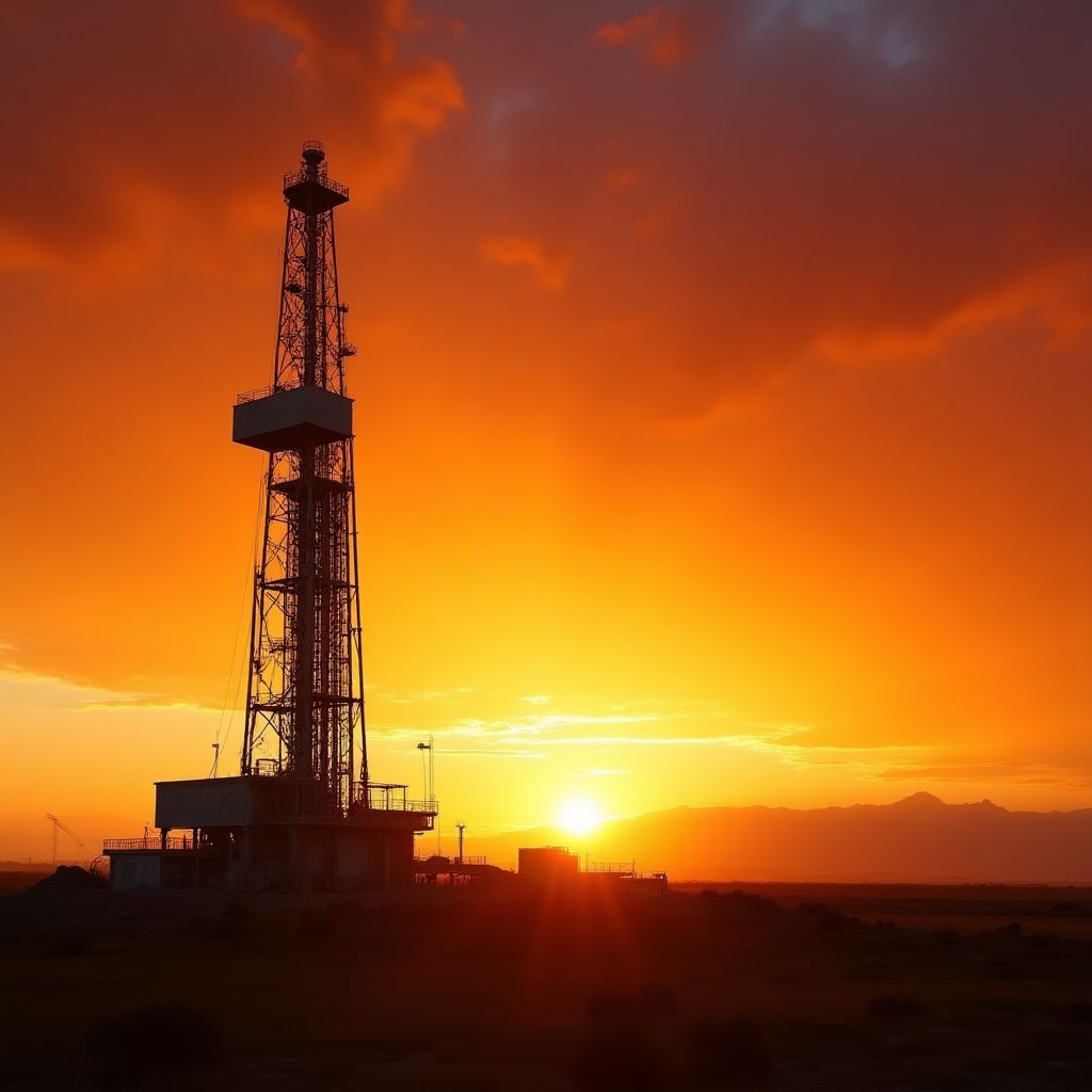 Torre de perforación en operación, Neuquén